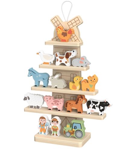 2Kids Toys Závesný mlyn so zvieratkami Farma – certifikované drevo, 36,5×25 cm, 18m+