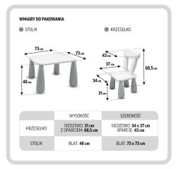 Detský set stolík a stolička na hranie a kreslenie luna, biela, béžová (1)