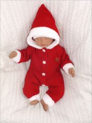 Z&Z Dětský pletený overálek s kapucí Baby Santa, červený (6)