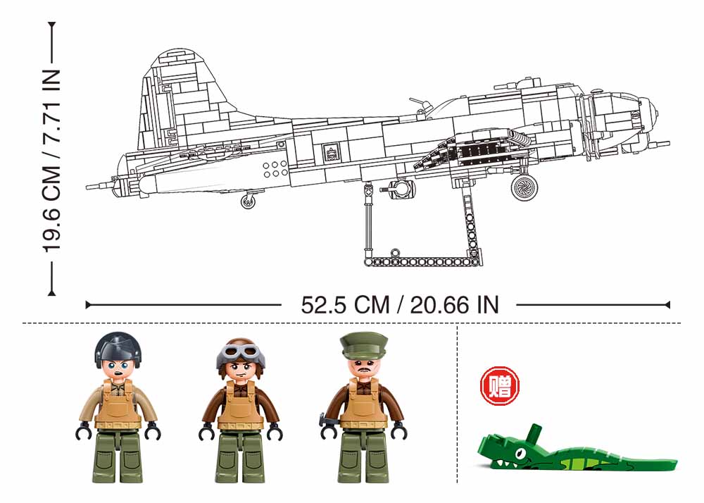 Sluban Model Bricks M38-B1367 Americký bombardér B-17G v mierke 1:44