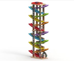 Veľká drevená pretekárska dráha 12 ramp – 36 dielov, 2Kids Toys, 18m+ (3)