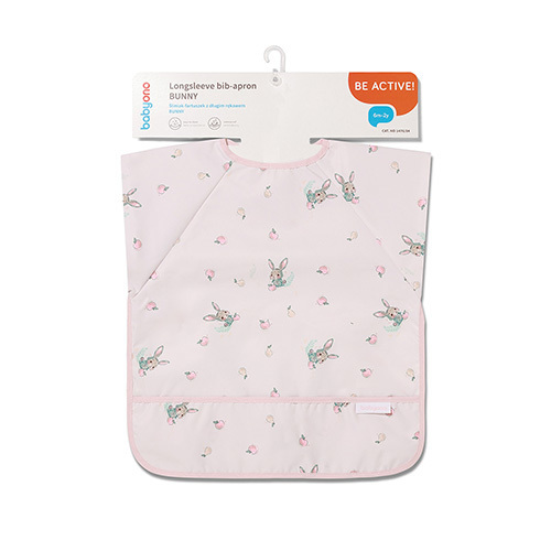 Nepremokavá zásterka s rukávmi Bunny, šedoružová, BabyOno