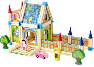 2Kids Toys Drevená stavebnica Zámok farebný (2)