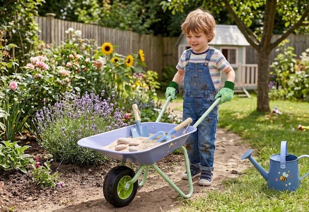 Dětské zahradní kolečko Adam Toys, modré, 3+