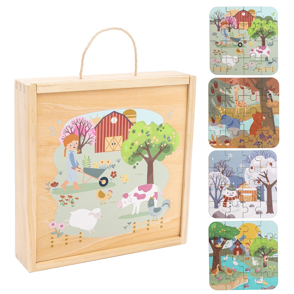 2Kids Toys Puzzle v drevenej krabici Štyri ročné obdobia