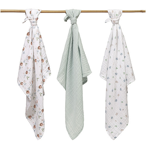 Mušelínové plienky BabyOno, Super Soft mentolové 100% bavlna, 3 ks x 70x70 cm, Ježko