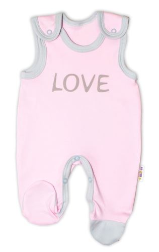 Kojenecké bavlněné dupačky, Love - růžové