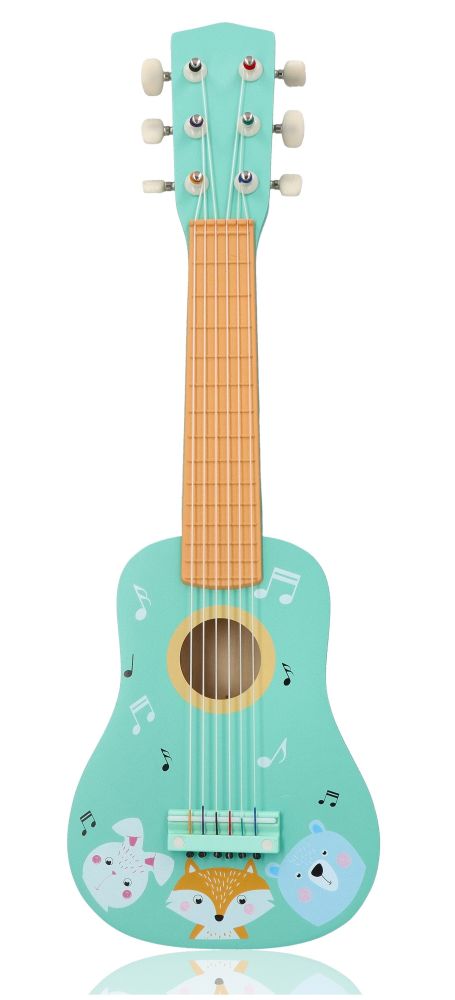 Drevená detská gitara Lesné zvieratká – mätová