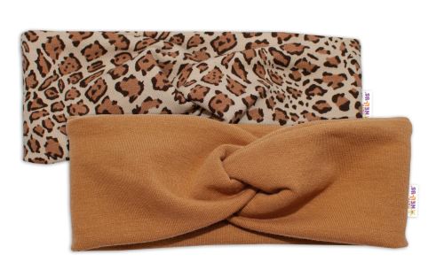 BABY NELLYS Dětské čelenky Gepard, sada 2 kusů - hnědá, gepard