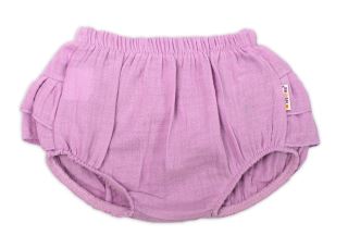Baby Nellys 3-dílná mušelínová soupravička, body, kraťasky + čelenka GIRL, lila (1)