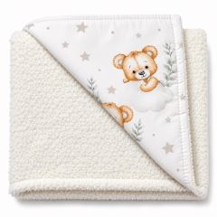 Detská luxusná obojstranná deka 90x75 cm, Sleepy Teddy, biela, cream Detská luxusná obojstranná deka 90x75 cm, Sleepy Teddy, biela, cream