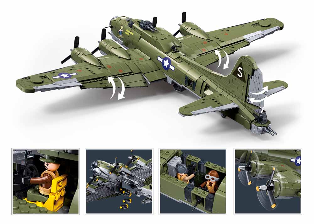 Sluban Model Bricks M38-B1367 Americký bombardér B-17G v mierke 1:44