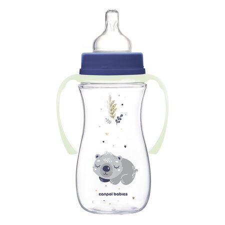 Antikoliková dojčenská fľaša Canpol babies EasyStart 300 ml Sleepy Koala s úchytmi