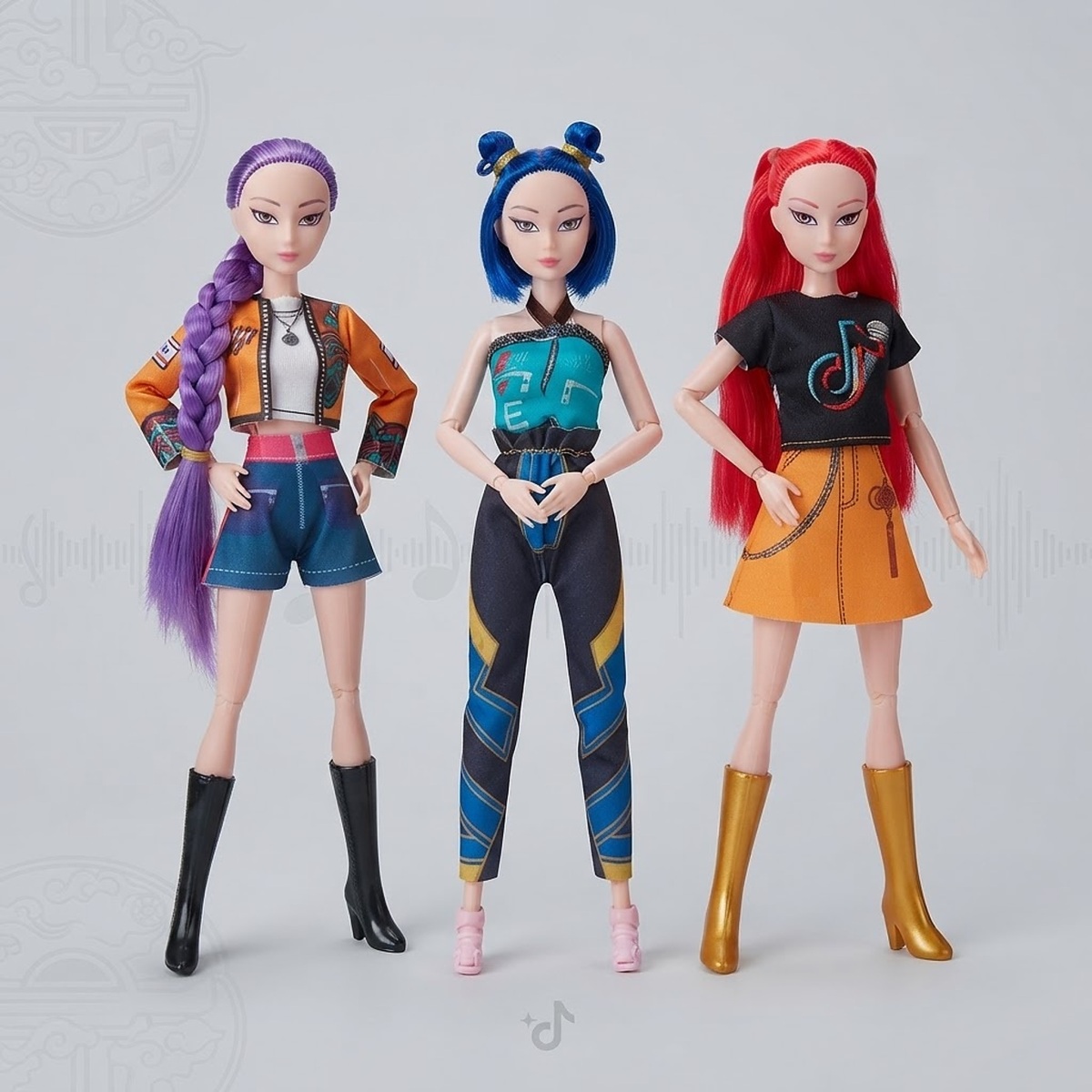 Súprava figúrok Demon Hunters K-pop Spievajúce 3ks 30 cm