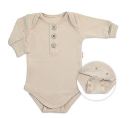 Rostoucí body NATURE, dlouhý rukáv s knoflíčky, bavlna, béžová (1)