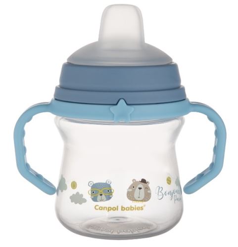 Nevylievací hrnček Canpol Babies s mäkkým náustkom - Bonjour, modrý, 150 ml