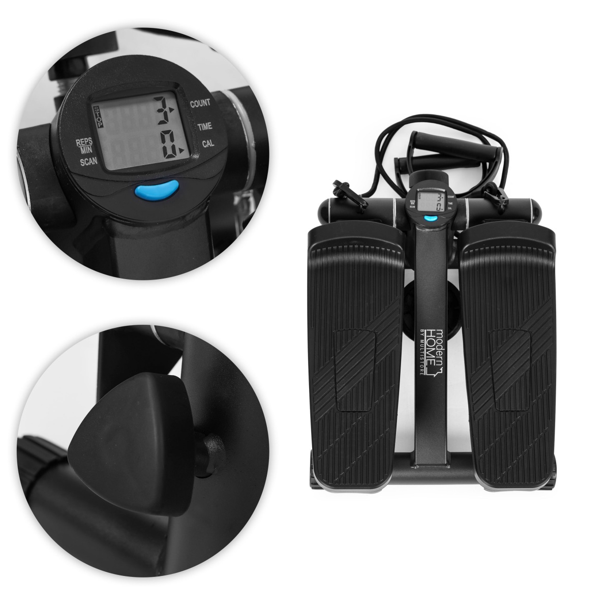 Fitness stepper s expandérmi na domáce cvičenie, s počítadlom a displejom