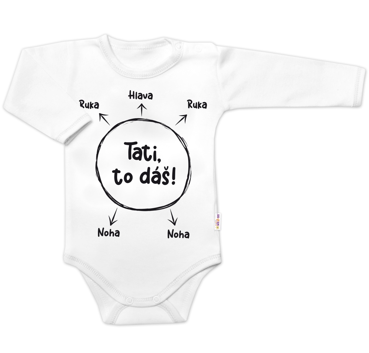 Body dlhý rukáv s vtipným textom Baby Nellys, Tati, to dáš! - biele, veľ. 62