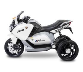 Elektrická trojkolka pre deti TOYZ – 2 motory, LED, USB, biela (8)