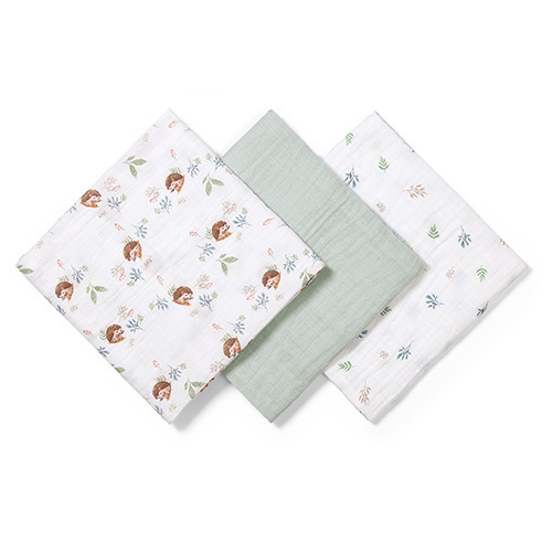 Mušelínové plienky BabyOno, Super Soft mentolové 100% bavlna, 3 ks x 70x70 cm, Ježko