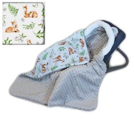 Baby Nellys Bavlnená obojstranná dečka 3v1 s minky a kožušinkou, 90x90 cm, srnky (2)