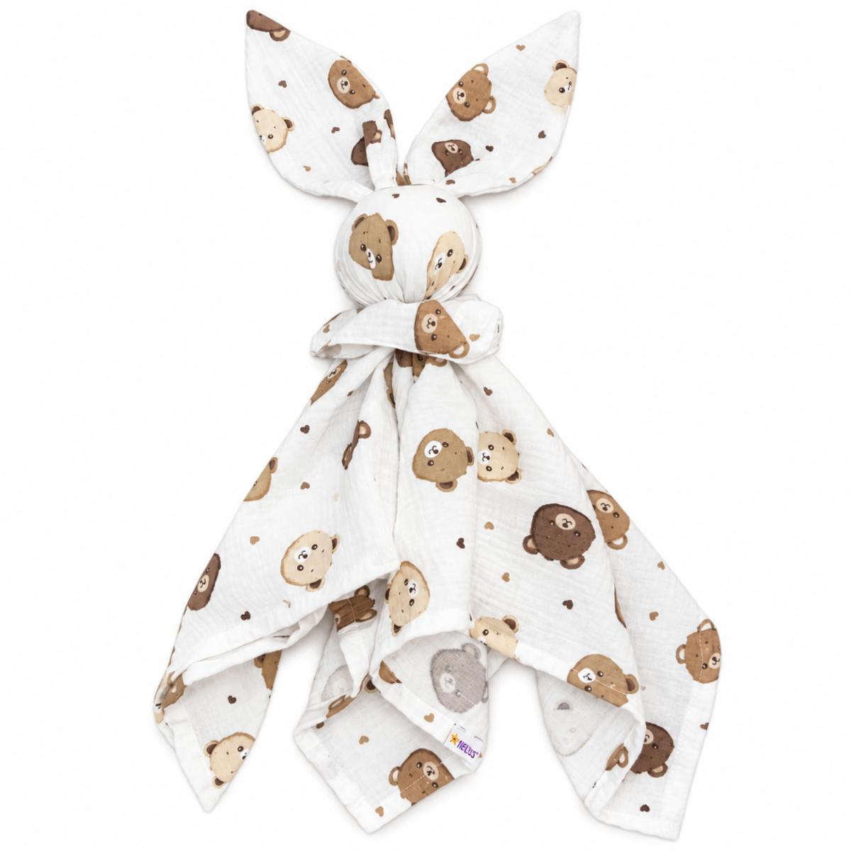 Mušelínová plienka, maznáčik, prítulníček Baby Nellys Bunny, Medvedíkovia, modré, ecru