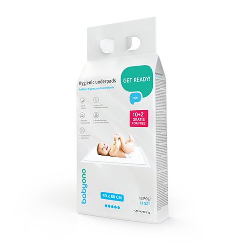 Hygienické podložky BABYONO jednorazové 40×60 cm 10+2