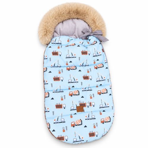 Baby Nellys Detský fusak maxi PREMIUM Stroje, modrý - 110 x 50 cm (1)
