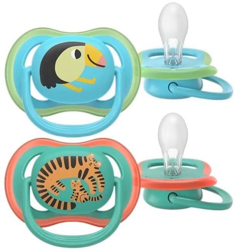 Ultra Air cumlík 6–18 m chlapec, 2 ks – ortodontický silikónový cumlík, Tukan