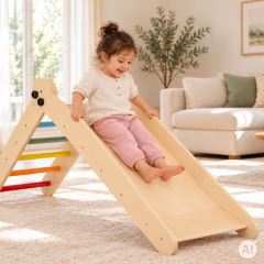 Drevená Montessori lezecká zostava pre deti, rebrík s rampou (3)