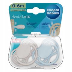 Cumlík Dental Air 0–6 m symetrický silikónový 2 ks – ortodontický, modrý, béžový (1)