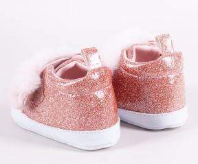 Kojenecké boty/capáčky lakýrky Girl s kožešinou YO ! - růžový brokát (1)