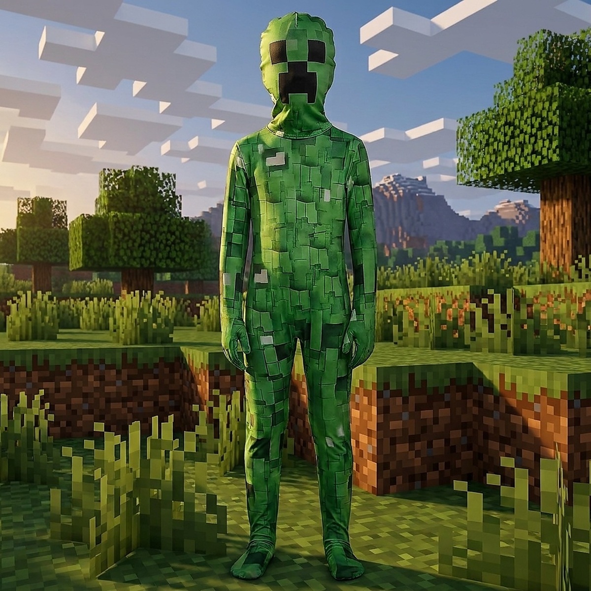 Detský kostým Minecraft Creeper Premium s maskou 122-134 L