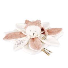 Doudou Darčeková sada Plyšový muchláčik medvedík s čiapočkou 25 cm ružový (2)