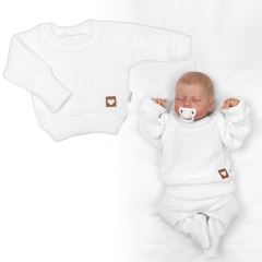 Rostoucí oversize pletený svetřík pro miminko, bílé