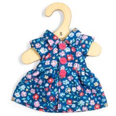 Bigjigs Toys Tmavomodré kvetinové šaty pre bábiku 28 cm (1)