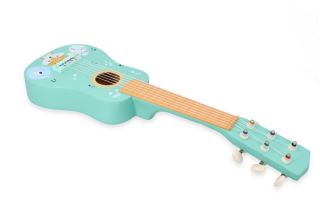 Drevená detská gitara Lesné zvieratká – mätová (5)