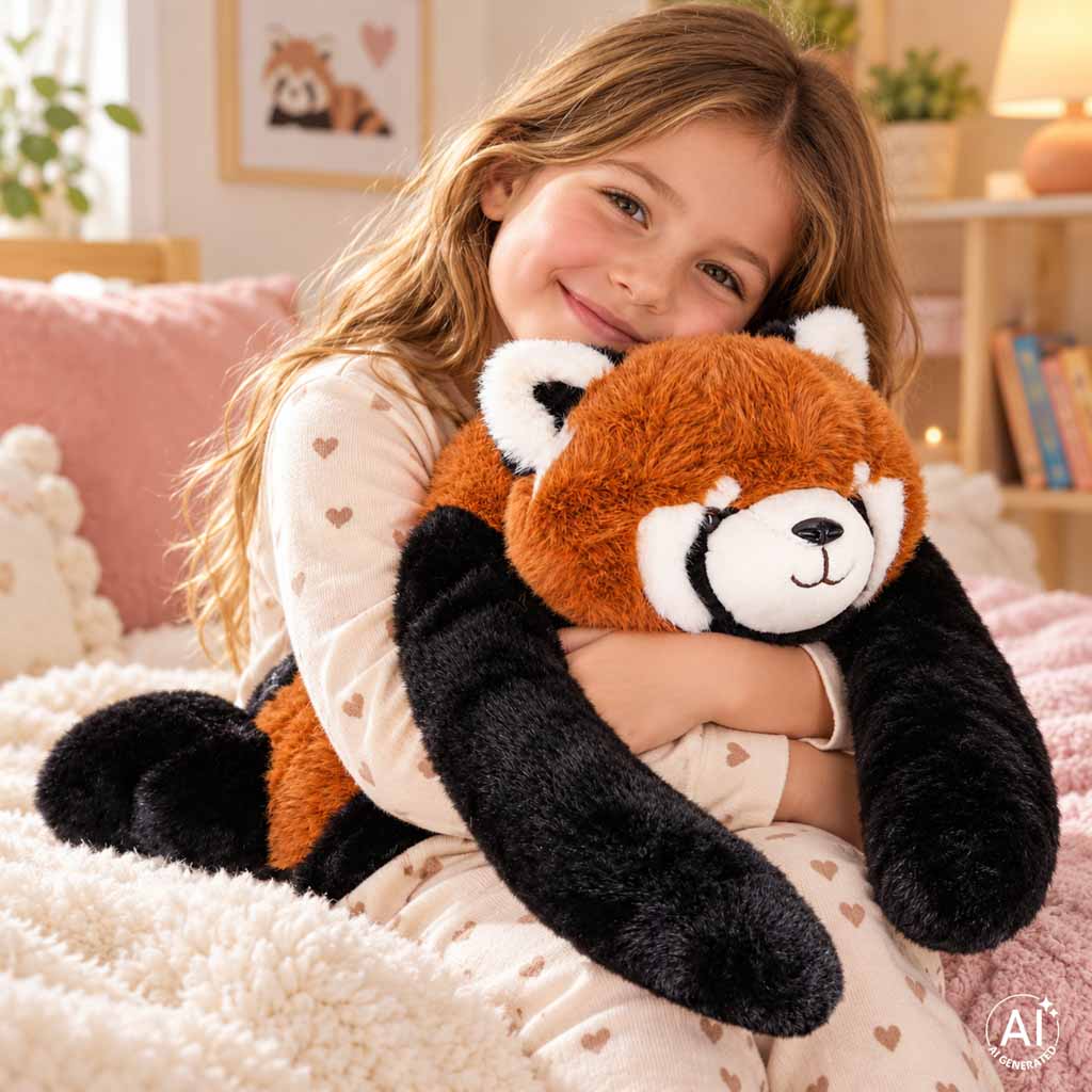 Záťažová plyšová panda červená 1,5 kg – záťažové labky, 65 cm, 3+