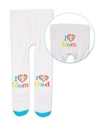 Bavlnené pančucháče Baby Nellys ® -  I love Mom, I love Dad - bielé, 92/98