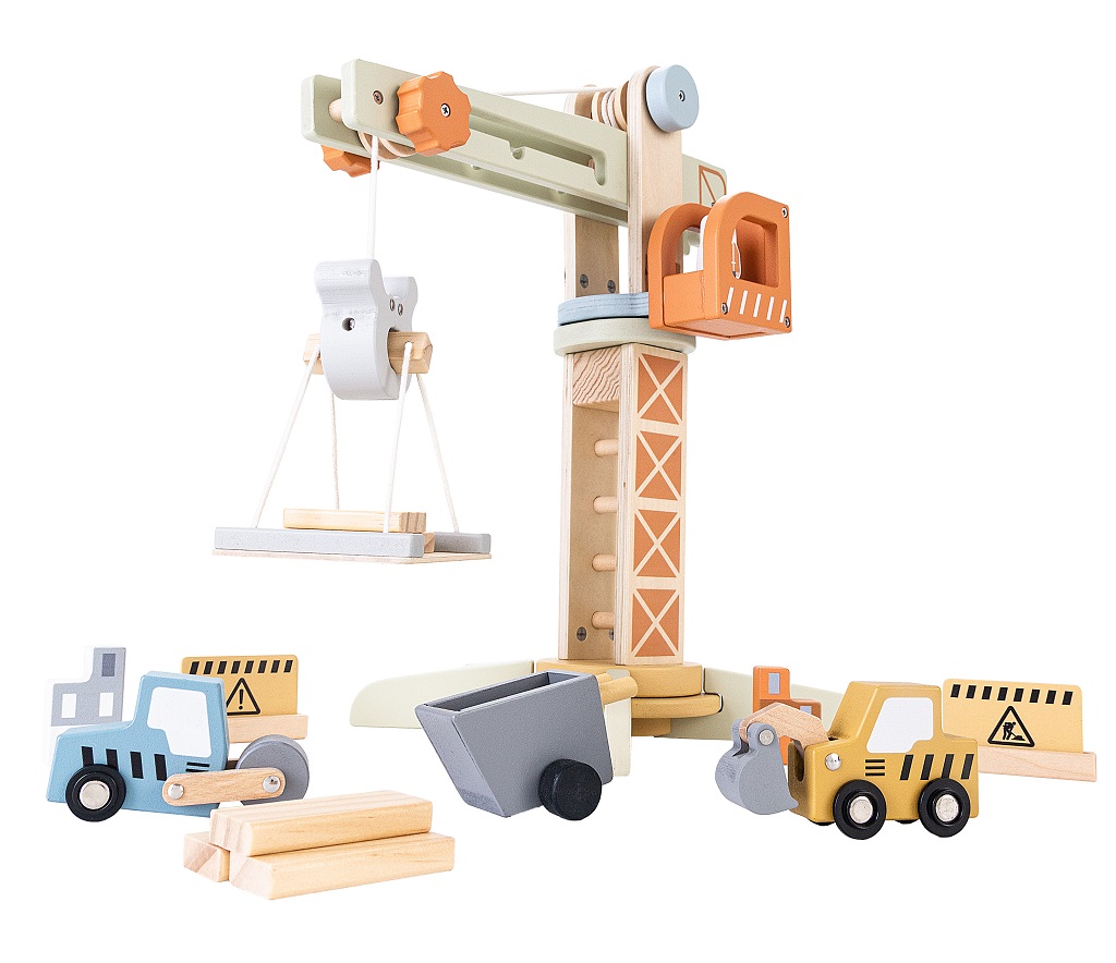 2Kids Toys Drevený žeriav s príslušenstvom