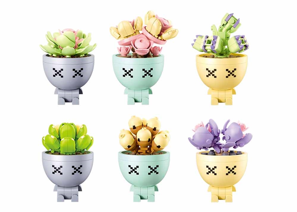 Sluban Flowers M38-B1076 Sukulenty v kvetináči Displej 6 ks