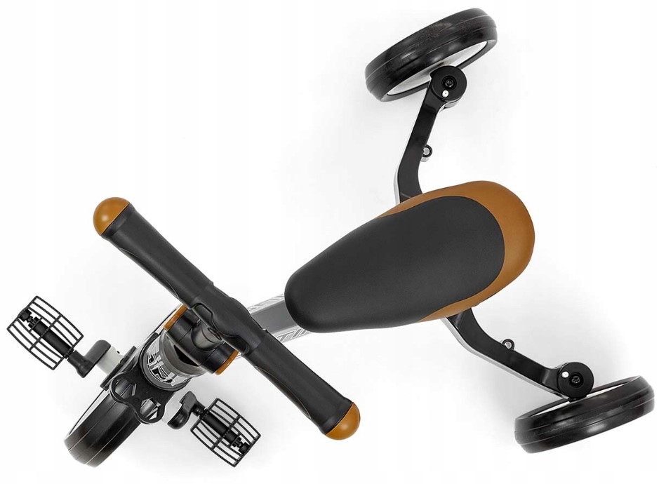 Balančná trojkolka, bicykel, odrážadlo a vodiaca tyč, Optimus Plus 4 v 1, sivá