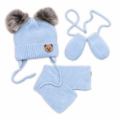 Detská sada, zimná čiapka so šálom + rukavičky 3D, Teddy Bear - sv. modrá Detská sada, zimná čiapka so šálom + rukavičky 3D, Teddy Bear - sv. modrá