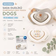 Cumlík Light Touch 0–6 m silikónový symetrický 2 ks DOGS – ortodontický, BPA free