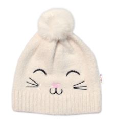 Zimná čiapka s brmbolcom + šál, Kitty, Baby Nellys - smotanová, veľ. 54/58 (1)