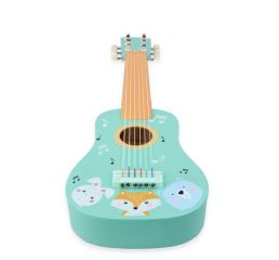 Drevená detská gitara Lesné zvieratká – mätová (6)