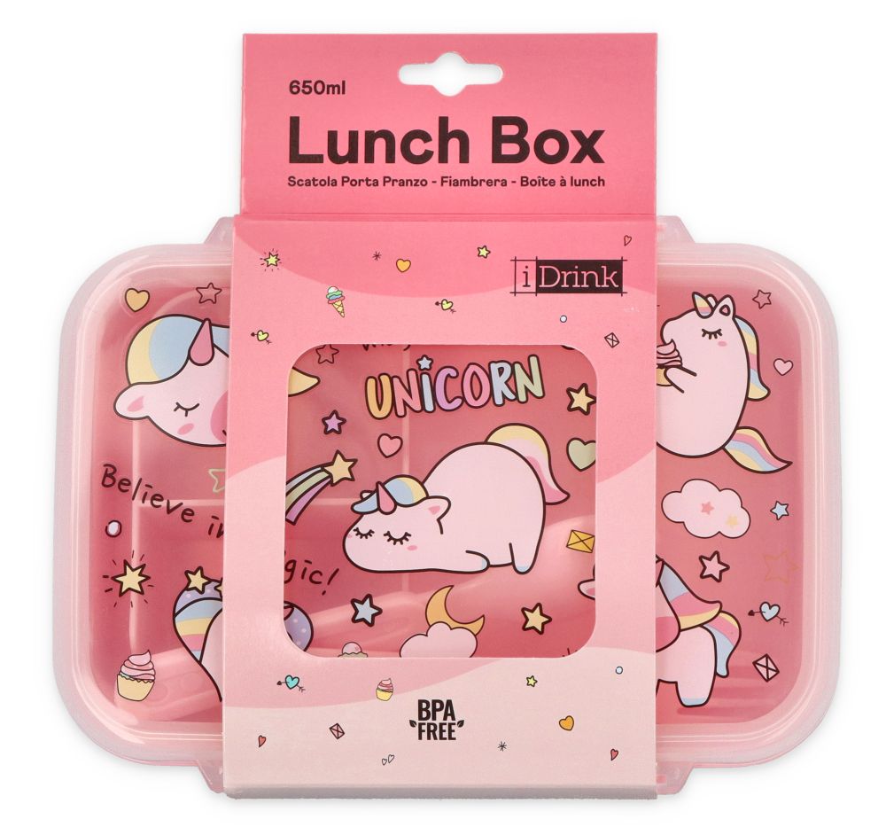 Detský desiatový box s jednorožcami 650 ml , iTotal, ružový