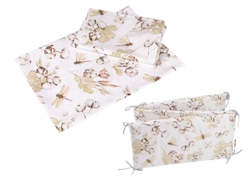 Baby Nellys 3-dielna sada Mantinel s obliečkami COTTON Premium, biela/béžová (1)