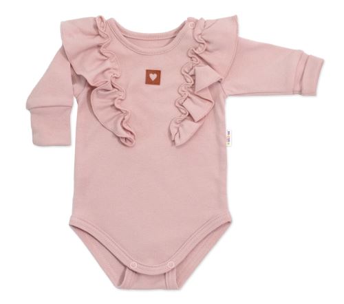 Rostoucí body NATURE, dlouhý rukáv s volánky, bavlna, starorůžová