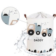 Kôš na hračky, uzatvárateľný, bavlna - Trucks Love Daddy - biely, 43 L (4)